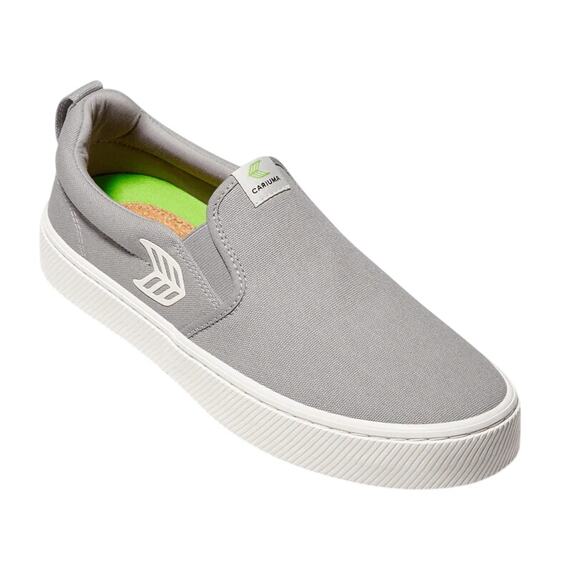 Cariuma Womens Slip On Sneaker US 8 M EU 39 Grey White Canvas Logo NIB - Picture 1 of 12